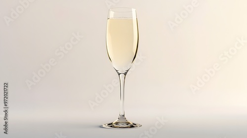 39. A lifelike 3D render of a delicate crystal champagne flute, isolated on a pristine white background