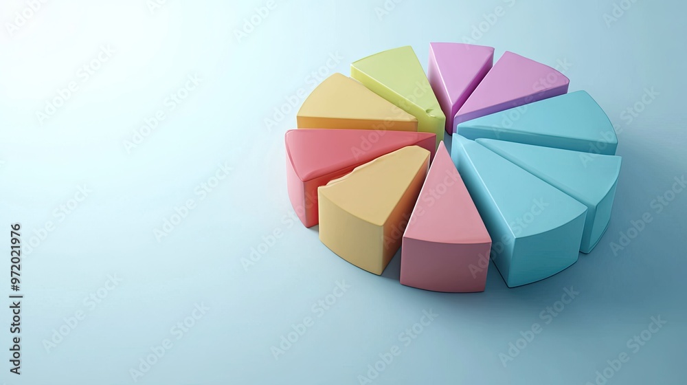 Fototapeta premium Circular 3D model of business cost breakdown, clean background with copy space.