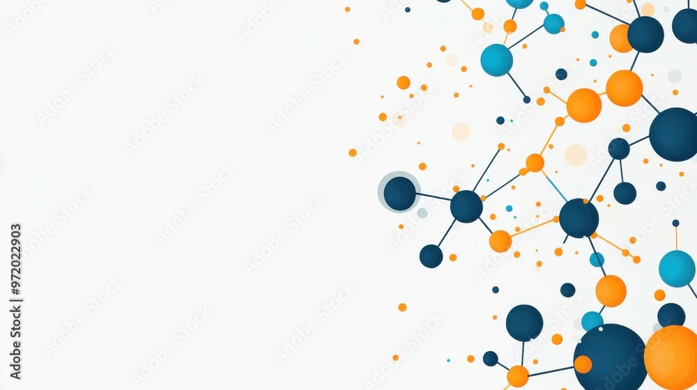 Explore the fusion of molecular design and tech aesthetics in this modern, flat illustration with vibrant textures. Explore the fusion of molecular design and tech aesthetics in this modern, flat illustration with vibrant textures.