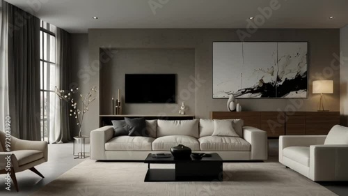 modern living room with sofa and tv