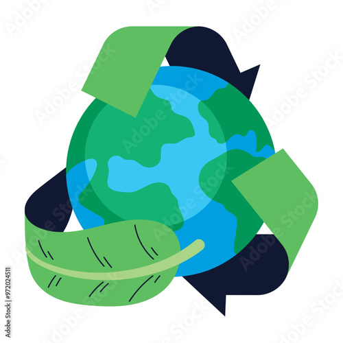 recycling arrows and earth planet