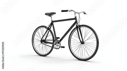 31. A realistic 3D render of a sleek black bicycle with detailed components, isolated on a pristine white background