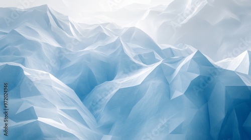 Wallpaper Mural Abstract background with low-poly shapes and frozen ice mountains, a 3D rendering illustration of a polygonal landscape with simple geometric forms, Torontodigital.ca