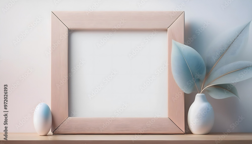 3D rendering of an empty picture frame in a small room. 3D rendering of an empty picture frame in a small room.