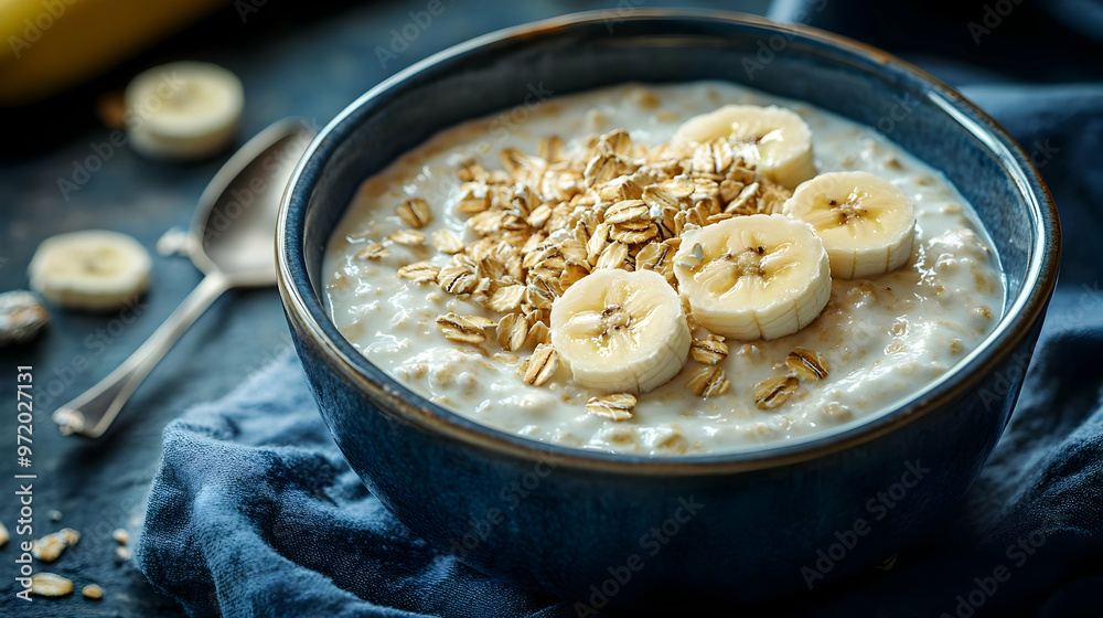 Oatmeal with Banana Slices Healthy Breakfast Bowl Oatmeal with Banana Slices Healthy Breakfast Bowl
