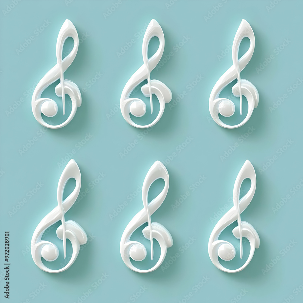 Fototapeta premium White Treble Clef Pattern on Blue Background