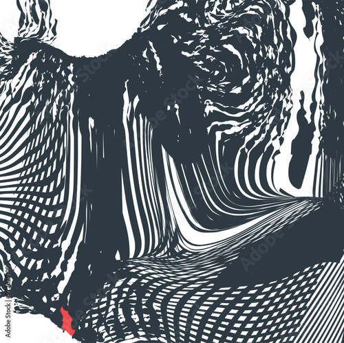 Abstraction in the form of distorted mesh and spotted formations.