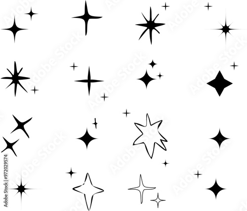 SPARK LIGHT star icons Collection hand drawing of illustrated