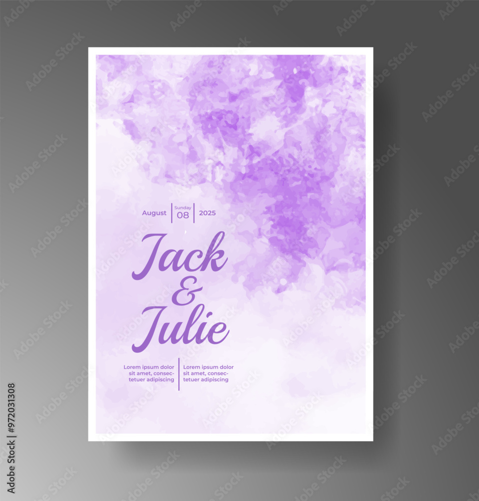Fototapeta premium Wedding invitation with Abstract splashed watercolor background