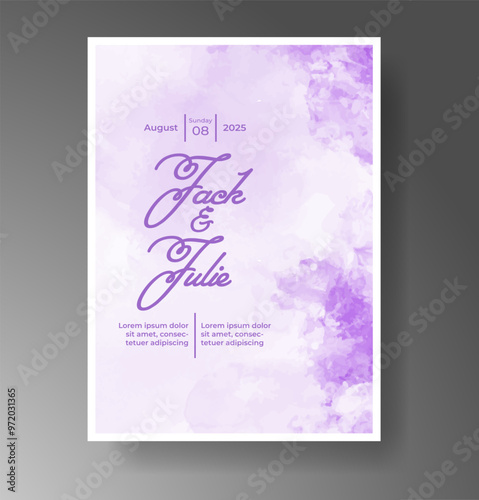 Wedding invitation with Abstract splashed watercolor background