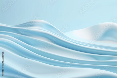 Wavy Ripple Abstract Texture, featuring smooth undulating lines and a gentle gradient shift to white against a serene light blue backdrop, created through artificial intelligence.