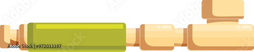 This wooden smoking pipe is made of light brown wood and has a green mouthpiece