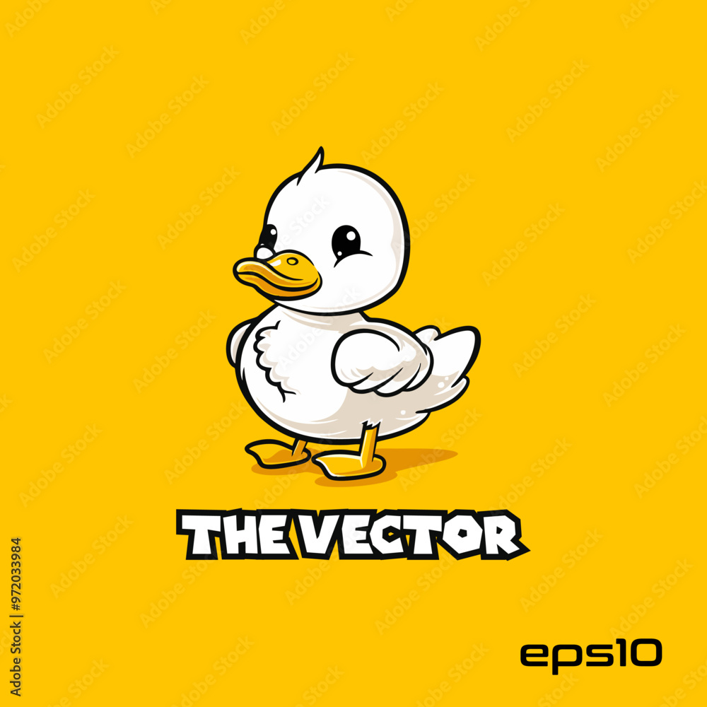 Cute White duck logo, vector, mascot, character, cartoon, illustration, eps10 Cute White duck logo, vector, mascot, character, cartoon, illustration, eps10
