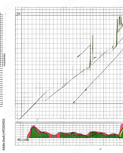 Drawing of a line graph on a white background. Vector illustration