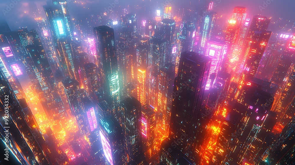 A top-down view of a tech-driven metropolis at dusk, where communication hubs pulse with neon light as data flows through the urban network. The city glows with vibrant colors, A top-down view of a tech-driven metropolis at dusk, where communication hubs pulse with neon light as data flows through the urban network. The city glows with vibrant colors,