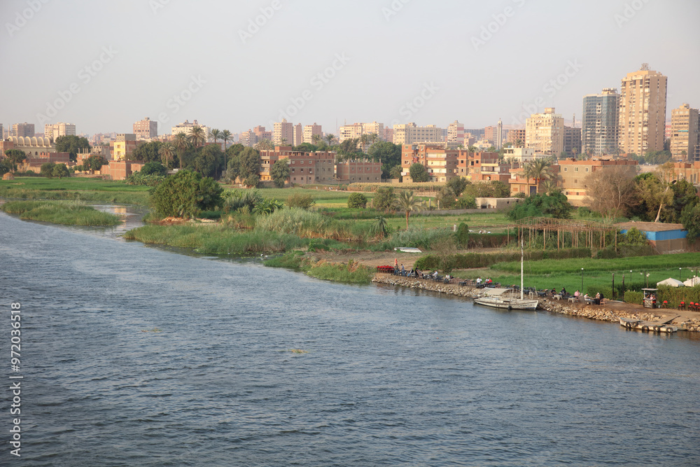 The Nile before sunset showing cairo
