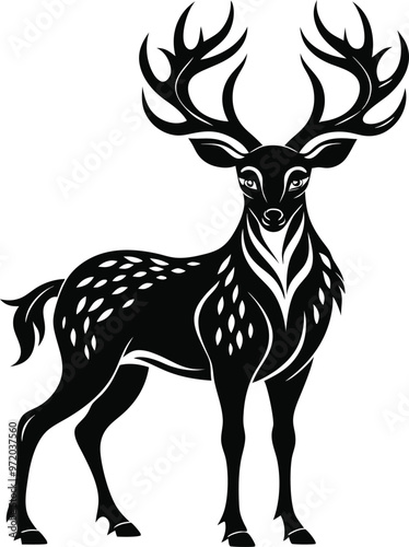 black deer vector illustration silhouette, Print