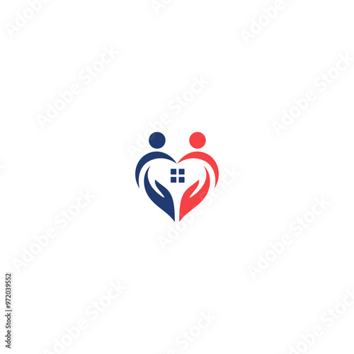 human care logo design creative and modern concept human, home, people, house, heart shape