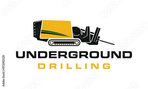 Fiber Optic underground horizontal drilling laying machine logo design excavator heavy equipment