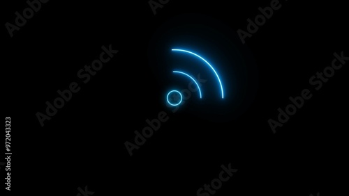 Neon Glowing Wi-Fi Network Connection Technology, Mobile Data, Router Connection Signal Illustration Background.