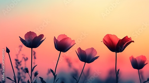 Silhouette of Flowers at Sunset