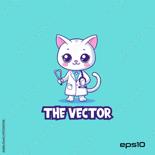 Cat doctor logo, vector, mascot, character, cartoon, illustration, eps10