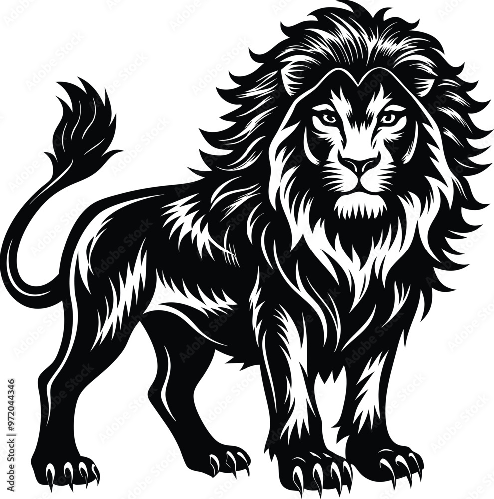 Fototapeta premium black lion vector illustration silhouette, Print