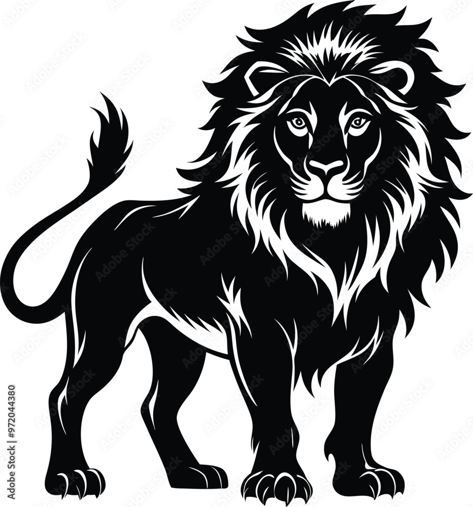 Fototapeta premium black lion vector illustration silhouette, Print