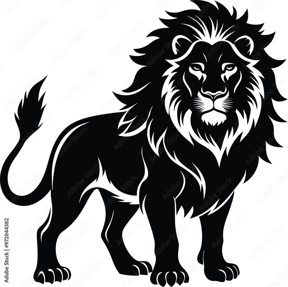 Fototapeta premium black lion vector illustration silhouette, Print