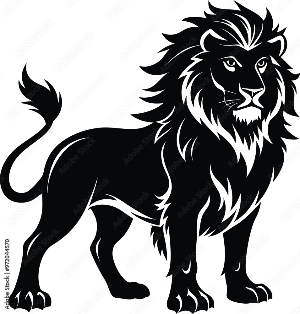 black lion vector illustration silhouette, Print black lion vector illustration silhouette, Print