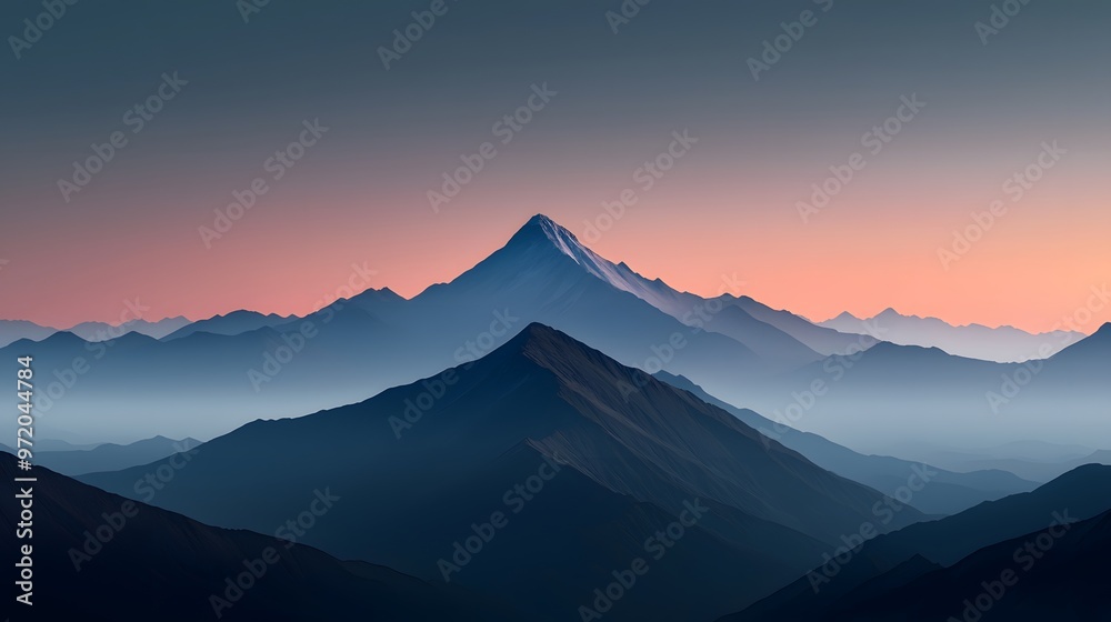 Fototapeta premium A Breathtaking Sunrise Over a Majestic Mountain Range Illuminating the Early Morning Sky