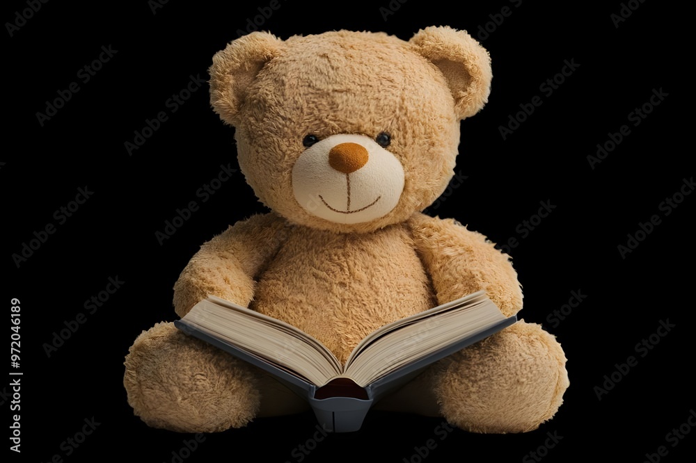 a teddy bear reading a book

