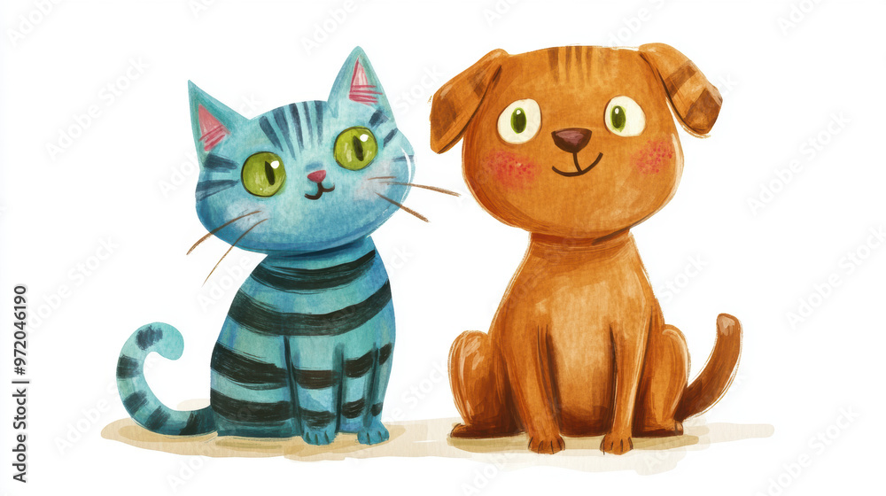 Fototapeta premium Cat and Dog Friends.