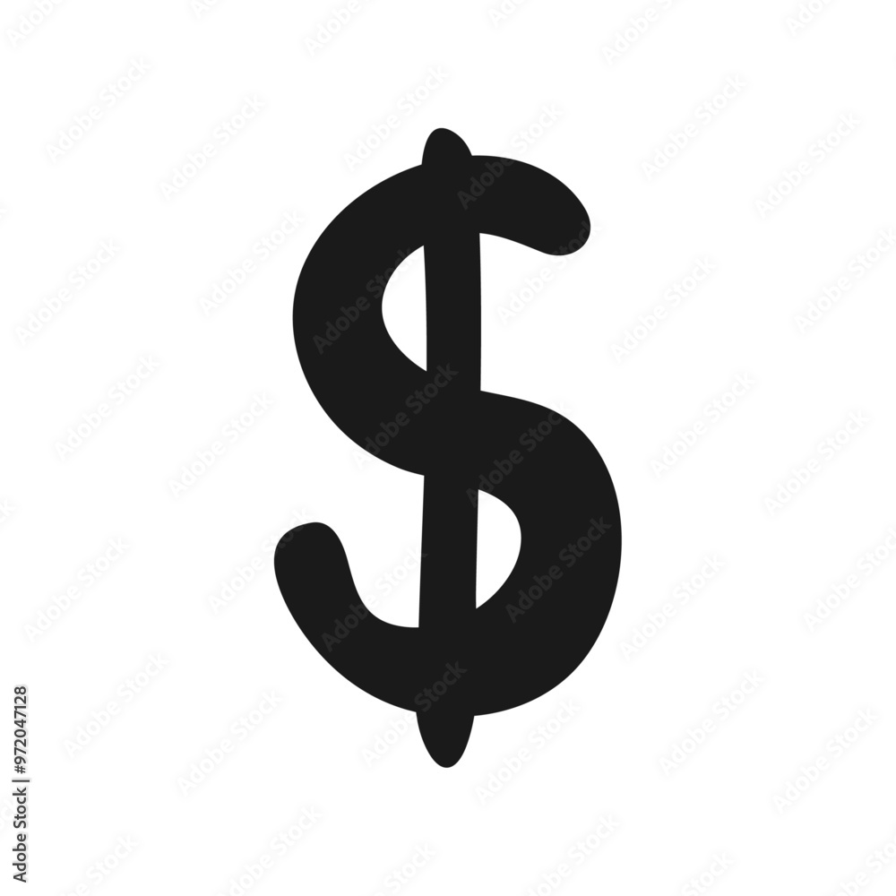 Hand drawn dollar sign icon. Flat design vector. Hand drawn dollar sign icon. Flat design vector.