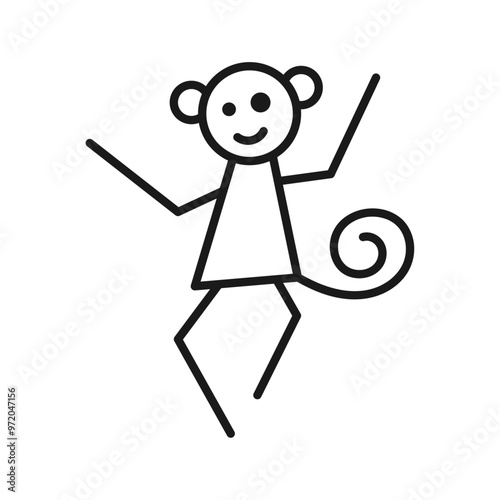 Monkey line icon on white background.