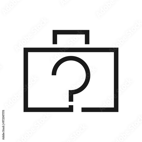 Lost and found line icon on white background. Lost suitcase.