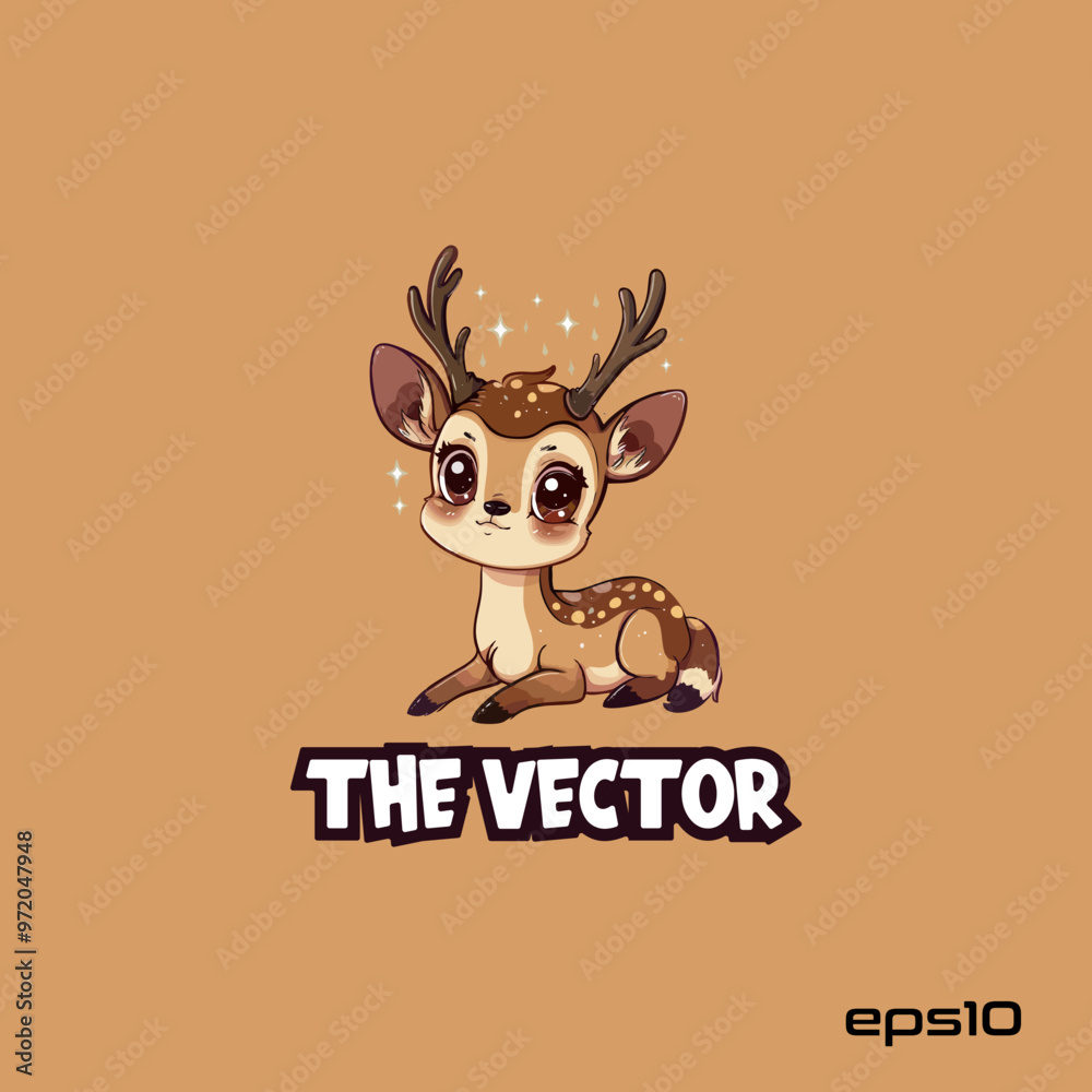 Fototapeta premium Deer sitting logo, vector, mascot, character, cartoon, illustration, eps10