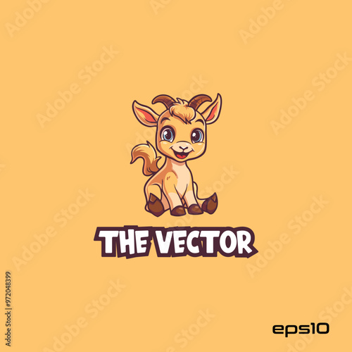 Wallpaper Mural Cute goat sitting logo, vector, mascot, character, cartoon, illustration, eps10 Torontodigital.ca
