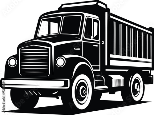 black truck vector illustration silhouette, Print