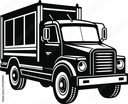 black truck vector illustration silhouette, Print