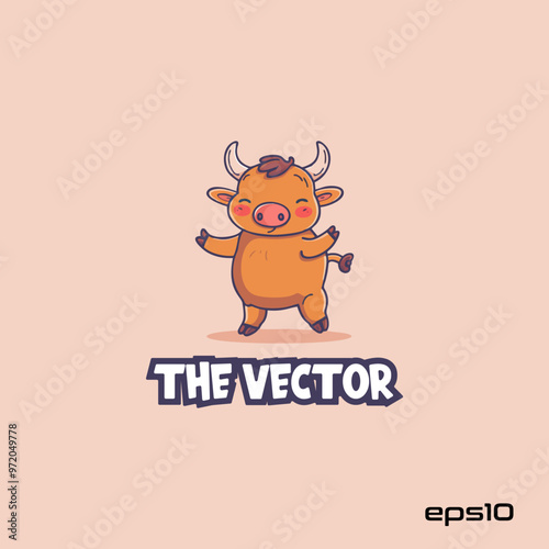 Wallpaper Mural Cute cow dancing logo, vector, mascot, character, cartoon, illustration, eps10 Torontodigital.ca