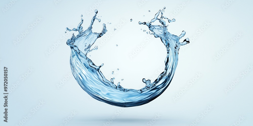 A dynamic splash of water captured in motion, showcasing elegance and fluidity against a soft, light background.