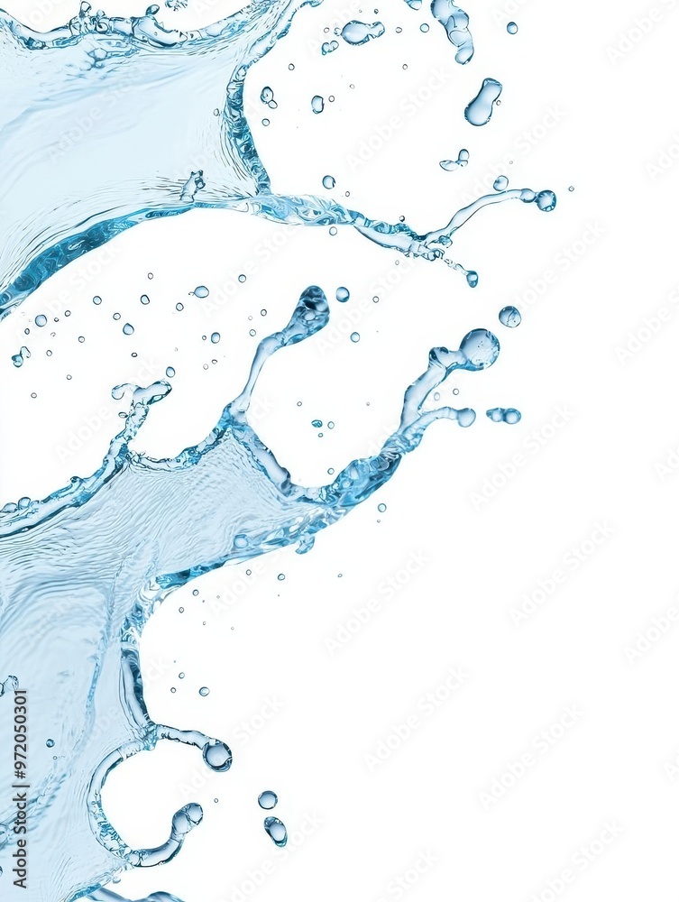 Blue water splash isolated on white, showcasing the dynamic motion of liquid in a captivating concept. Blue water splash isolated on white, showcasing the dynamic motion of liquid in a captivating concept.