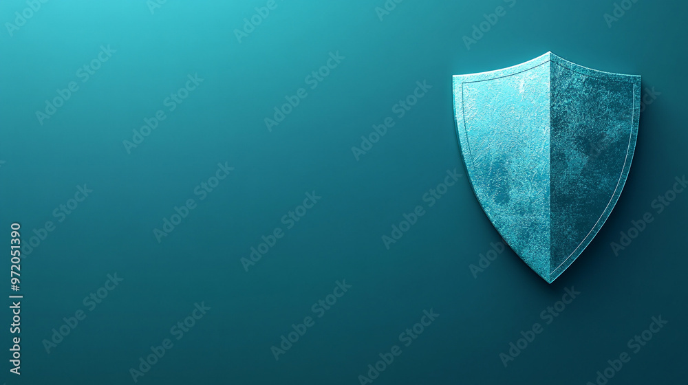 Cybersecurity concept featuring a shield icon on a clean blue background, symbolizing protection, security, and digital safety Cybersecurity concept featuring a shield icon on a clean blue background, symbolizing protection, security, and digital safety