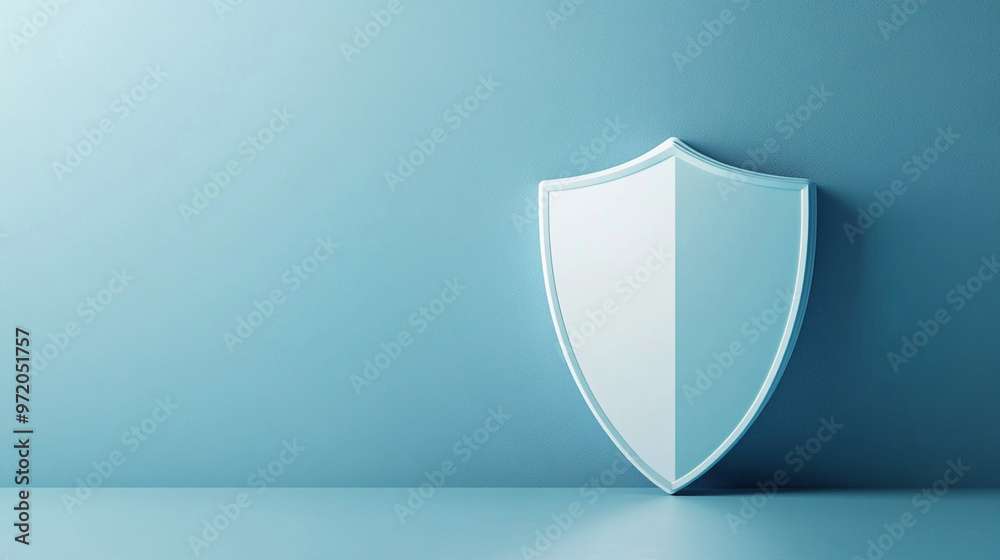 Cybersecurity concept featuring a shield icon on a clean blue background, symbolizing protection, security, and digital safety Cybersecurity concept featuring a shield icon on a clean blue background, symbolizing protection, security, and digital safety