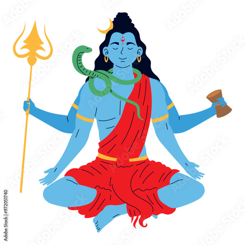 character of lord shiva sitting in lotus pose