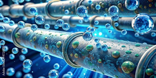 Water droplets congeal on pipes containing Legionella bacteria, a potentially deadly threat to unsuspecting water consumers, posing a health risk.