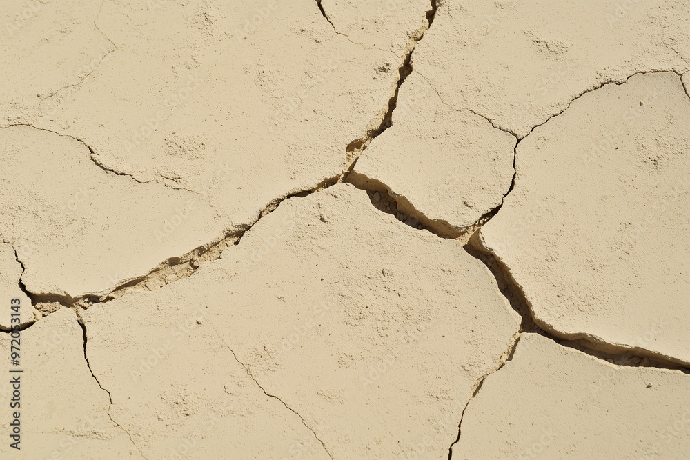 Fototapeta premium Cracked Beige Ground with Dry Soil Texture