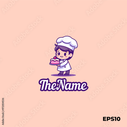 Cute pastry chef logo, vector, mascot, character, cartoon, illustration, eps10