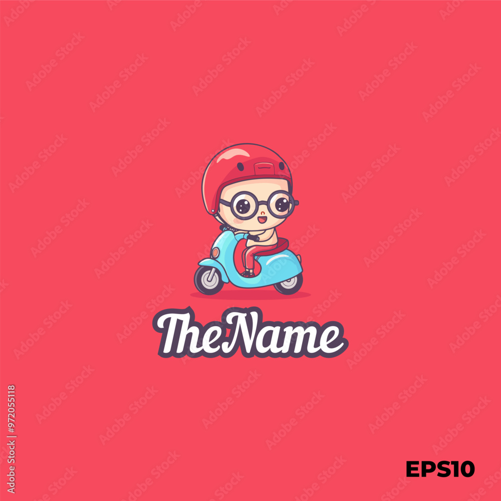 Cute boy riding motorcycle logo, vector, mascot, character, cartoon, illustration, eps10 Cute boy riding motorcycle logo, vector, mascot, character, cartoon, illustration, eps10